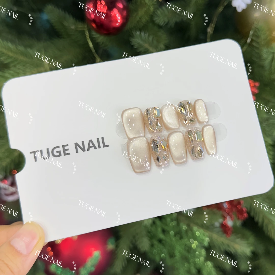 TugeNail “秋水伊人” 茶色渐变猫眼美甲气质猫眼简约美甲琳琳