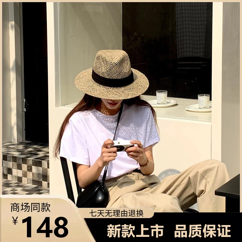 2025巴拿马草帽女法式度假海边沙滩遮阳爵士牛仔草编织礼帽帽子