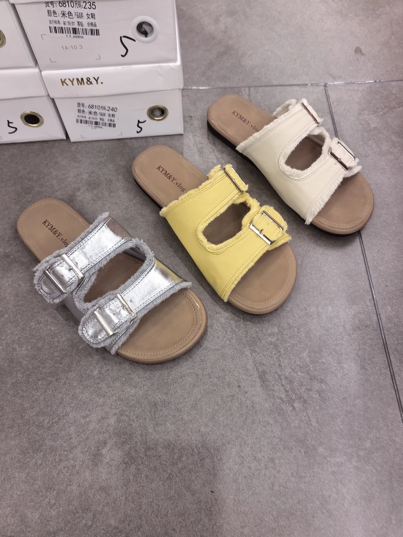 诗涵家 平底软底外穿一字拖6810