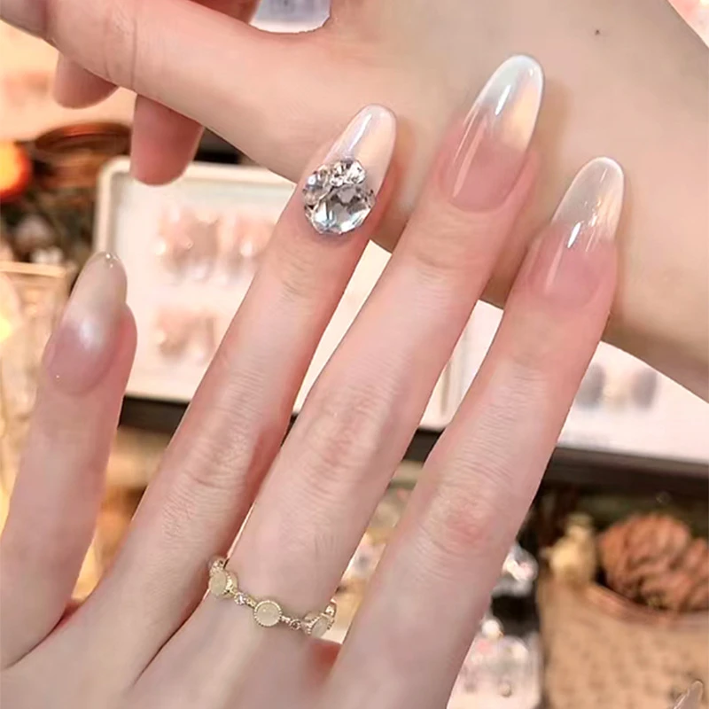 【追光猫眼】纯手工流行显白美甲高级气质裸色猫眼穿戴甲粉色冰透