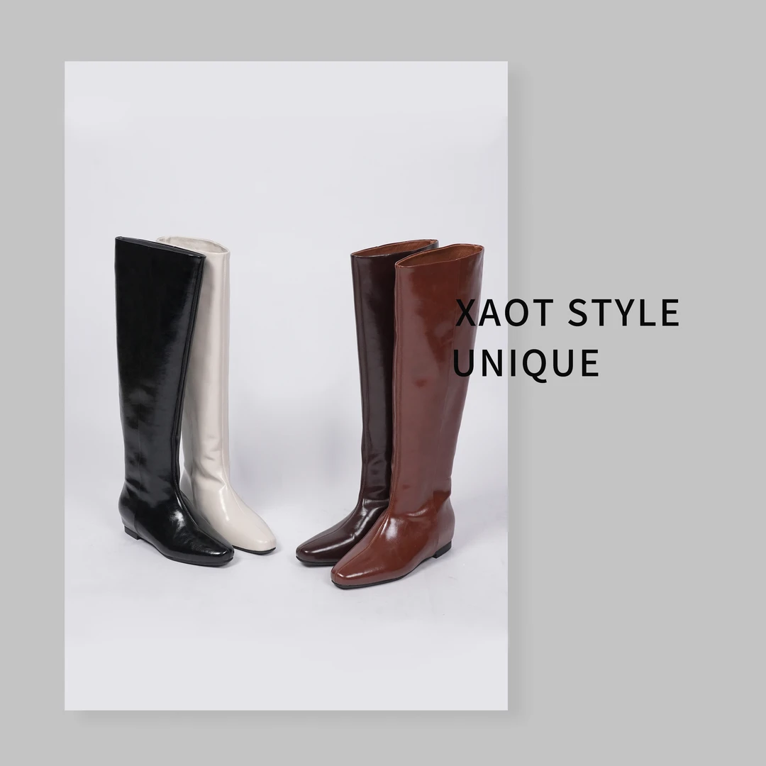 一棠·内增高2025显瘦高筒靴不掉筒超模长靴英伦式骑士靴88731