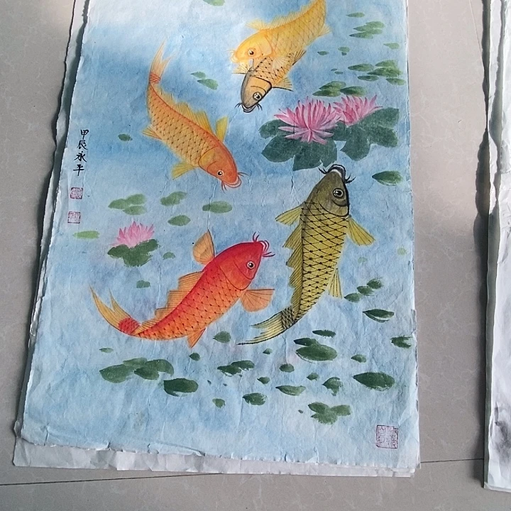 国画四尺三开手绘作品