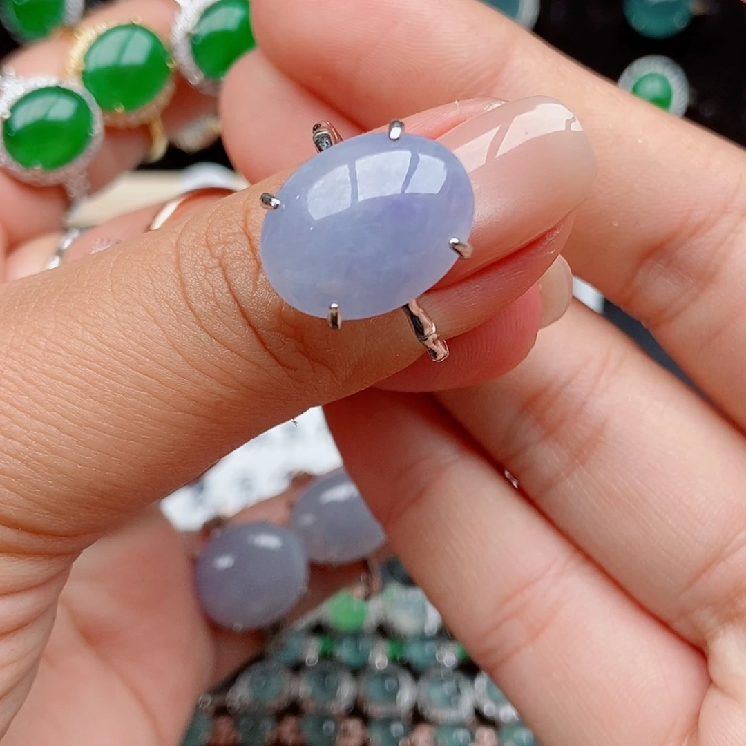 翡翠戒指银S925镶嵌4554
