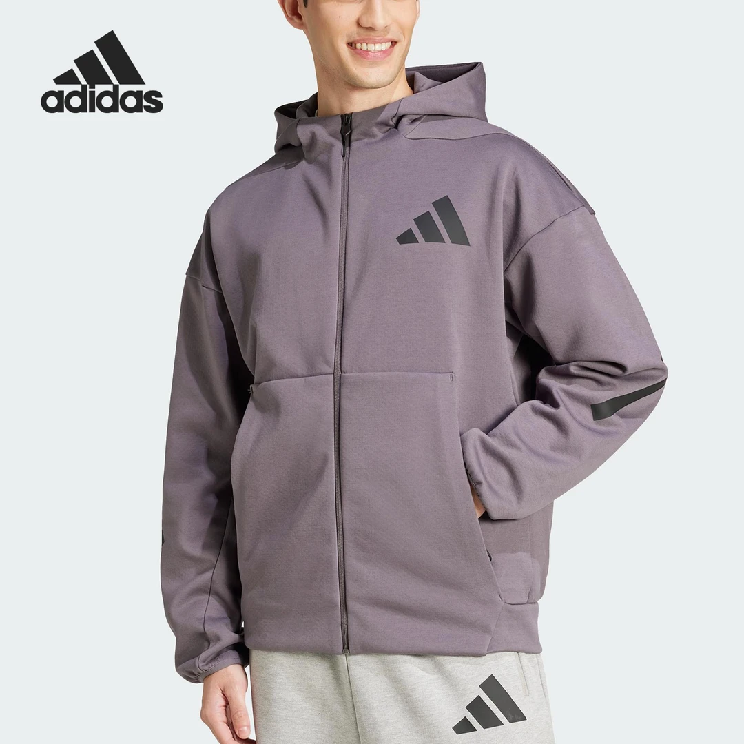 Adidas/阿迪达斯正品2025春季男士针织连帽运动外套JD2911
