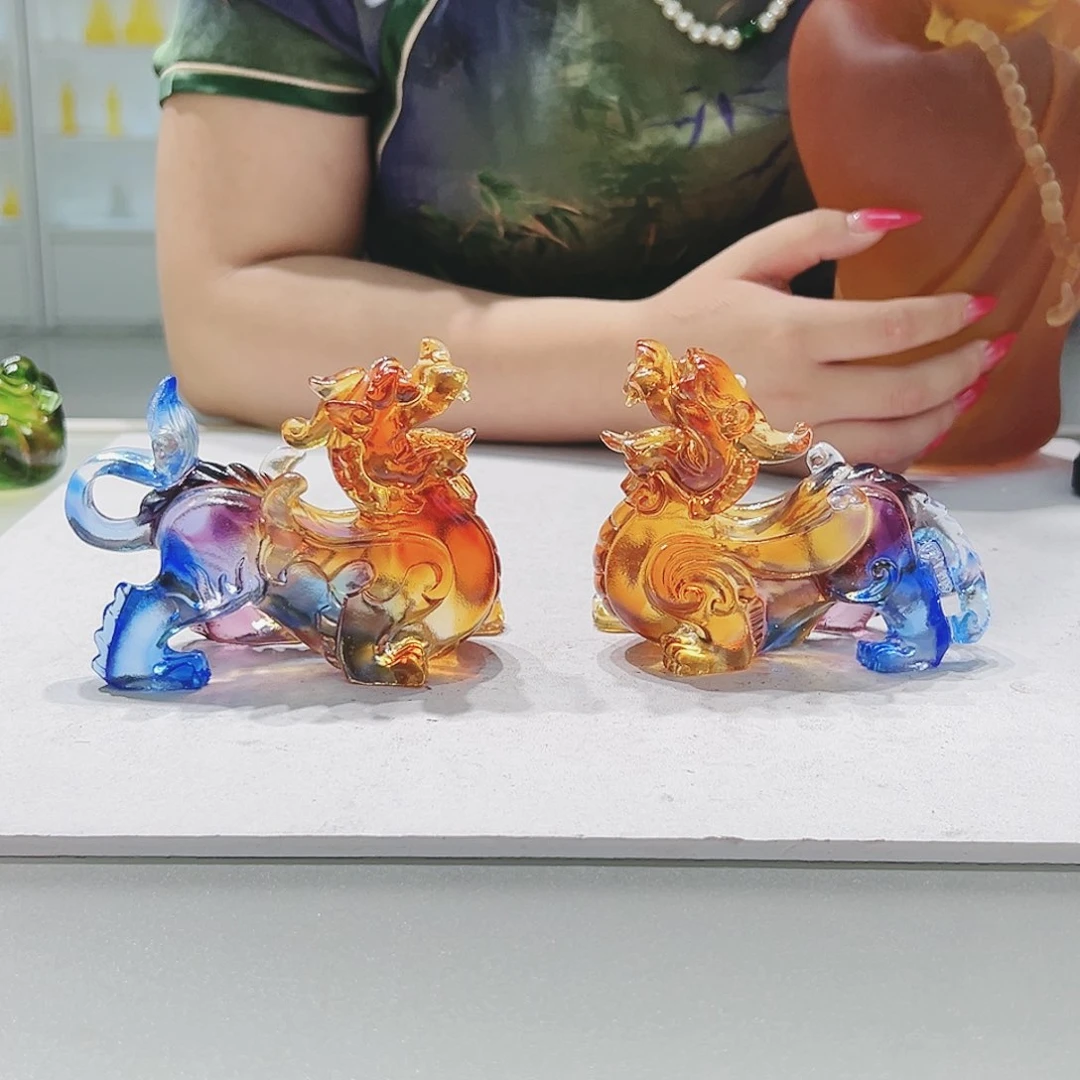 【闪购商品】手工艺品琉璃一对貔貅小号