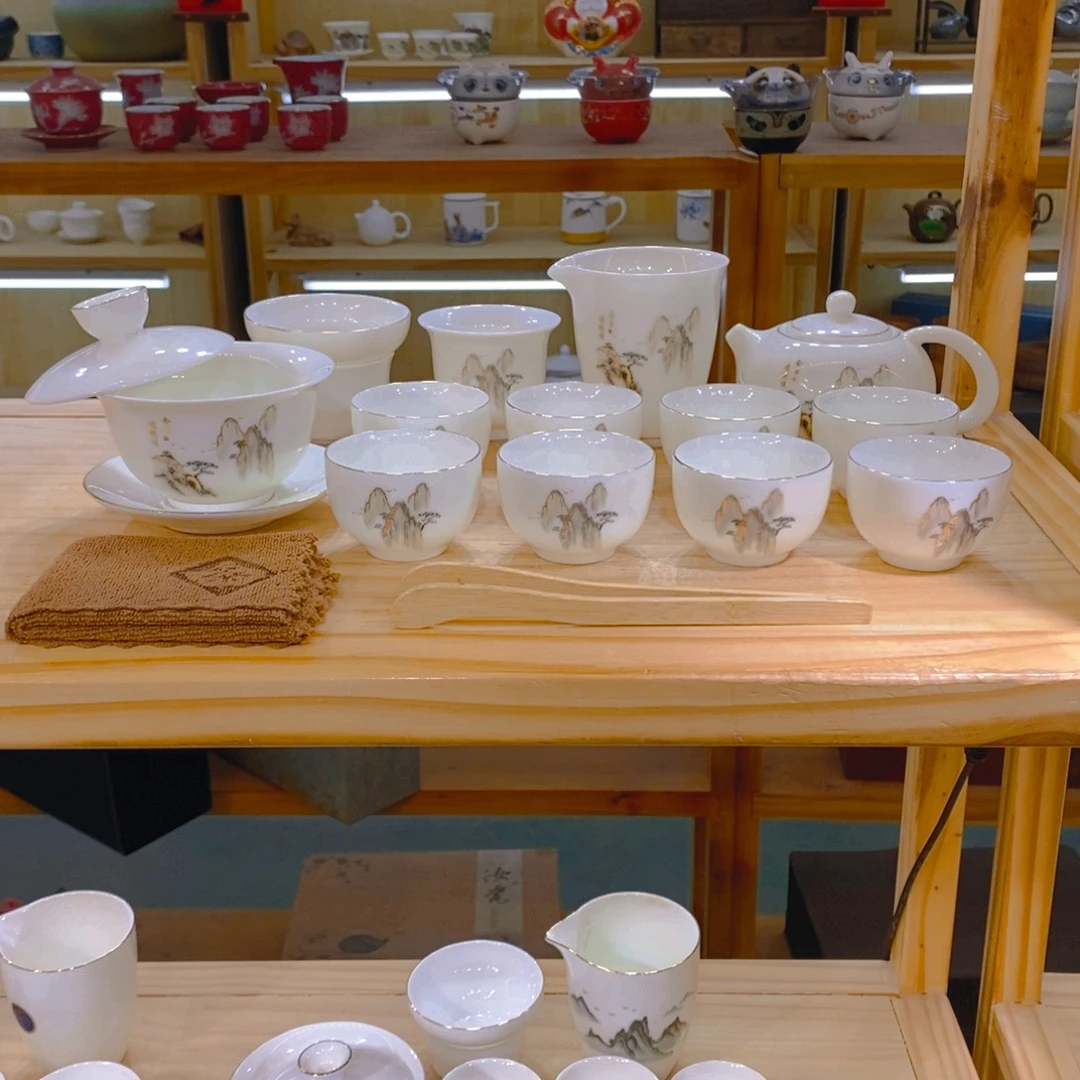 【不止】羊脂玉瓷茶具套装