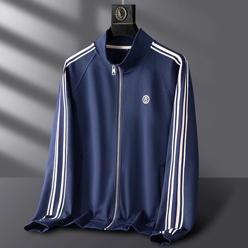 埃卢涅芬秋季开衫拉链立领外套男休闲高端时尚潮流刺绣慢跑运动夹