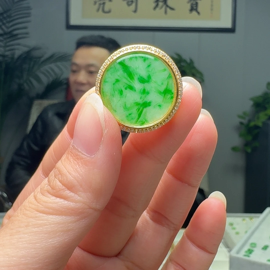 翡翠银S925镶嵌吊坠(不含链)天然