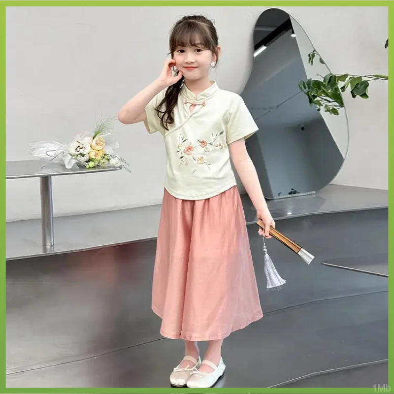 女童夏装套装中大童国风中式2025裙裤裙裤两件套儿童新款夏季薄款