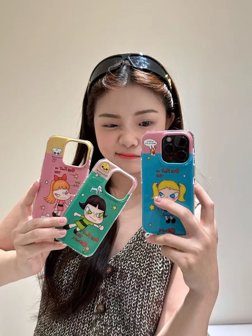 多巴胺小女警适用iPhone17Pro新款16大孔手机壳15苹果14透明13/12