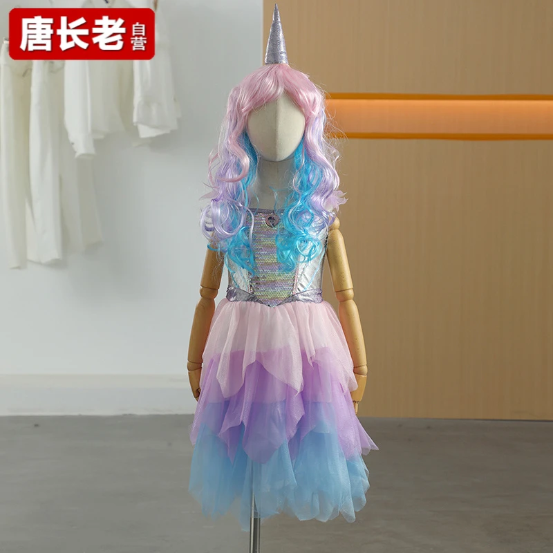 【唐长老自营】货号88749童装夏新款独角兽纱裙连衣裙Y桂L