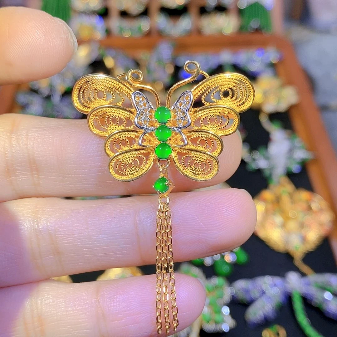 银S925镶嵌挂件翡翠