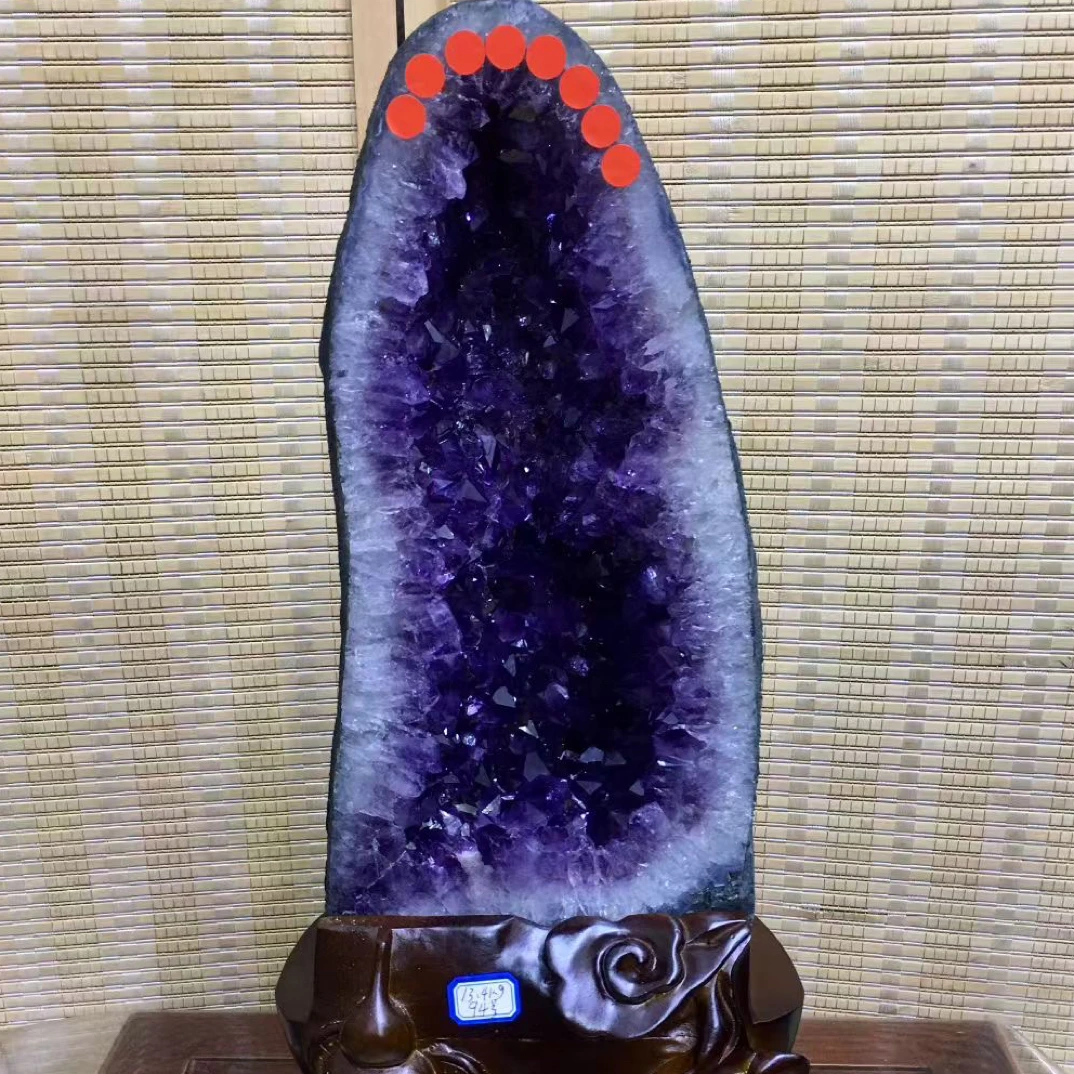 天然原皮原矿紫晶洞客厅书房玄关商铺办公桌摆件（重量是总重）