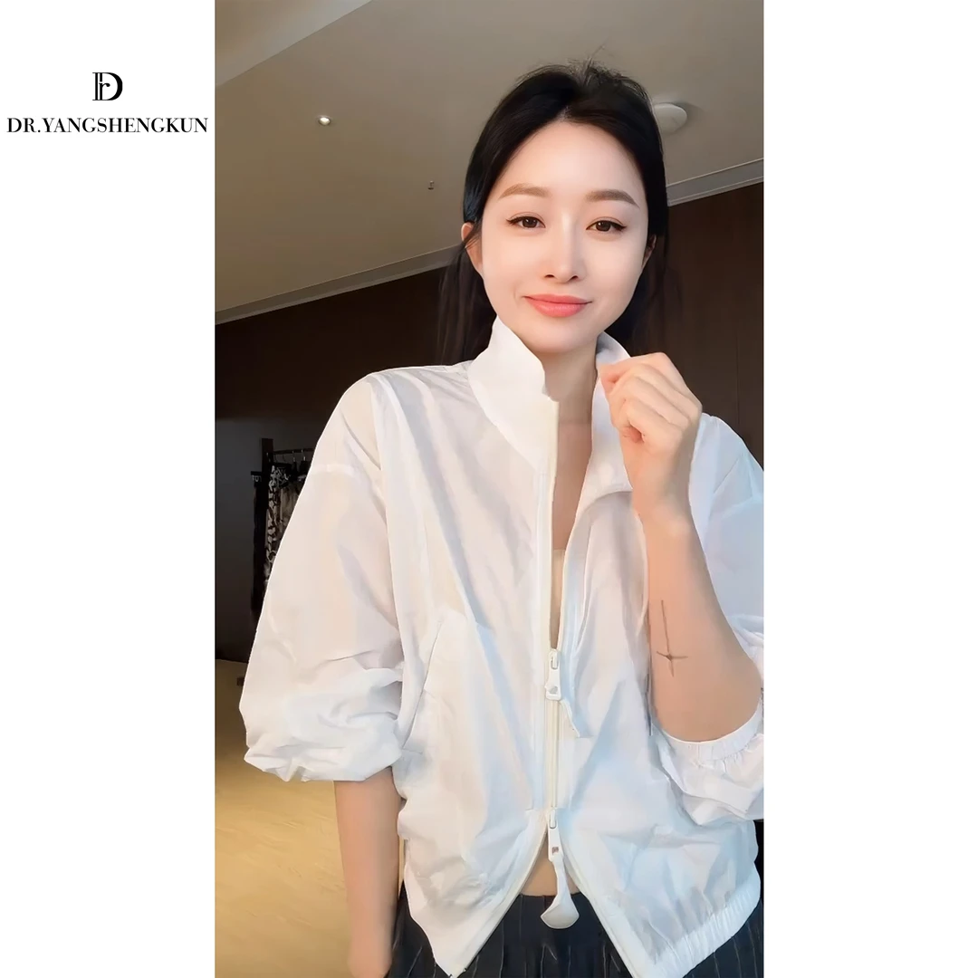 杨圣坤2025新款休闲百搭运动户外防晒白色短外套气质女装L2552207