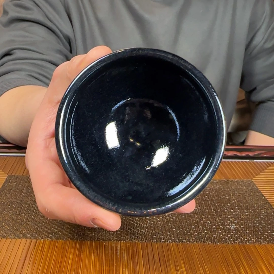 平阳窑手作直口斗笠黑釉盏