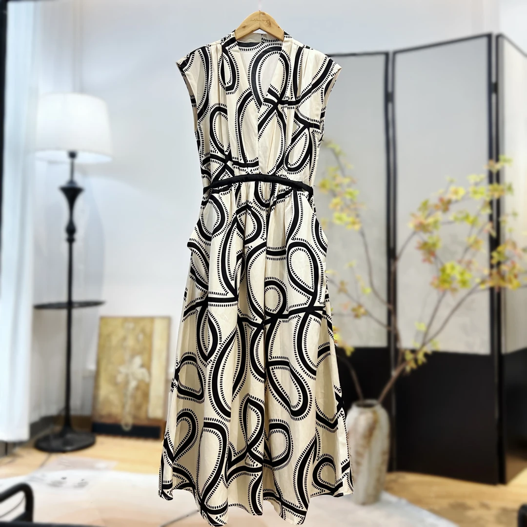 【萨拉迪恩】亚麻都市时尚百搭夏季复古宽松连衣裙