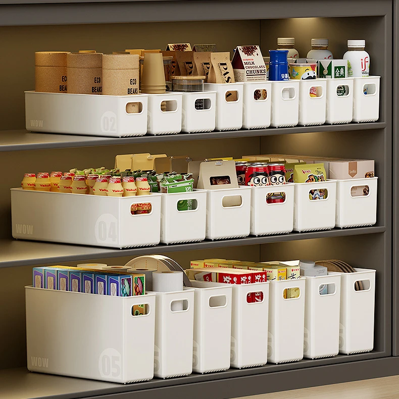 桌面收纳盒窄长型家用分格零食杂物整理盒长方形夹缝收纳箱储物盒