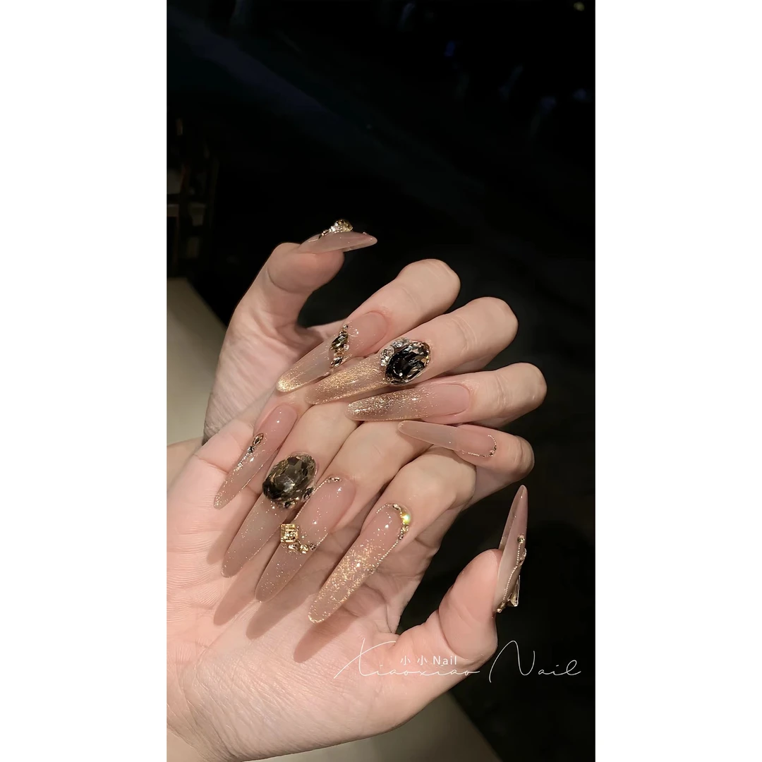 浅丝绸色美甲尖底钻高品质高闪超亮气质爆闪钻气质纯欲ins日系