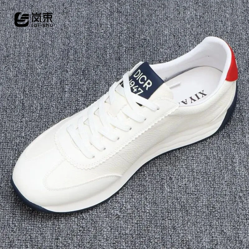 头层牛皮小白鞋男2025新款轻便透气阿甘鞋男士真皮百搭运动休闲鞋