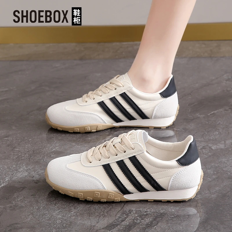 SHOEBOX鞋柜复古德训鞋女2025新款春软底休闲运动鞋爆款阿甘板鞋