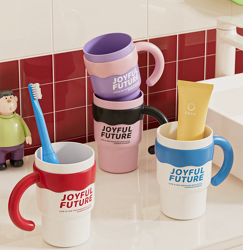 多巴胺巧巧漱口杯简约纯色带盖通用洗漱杯杯套牙缸牙桶