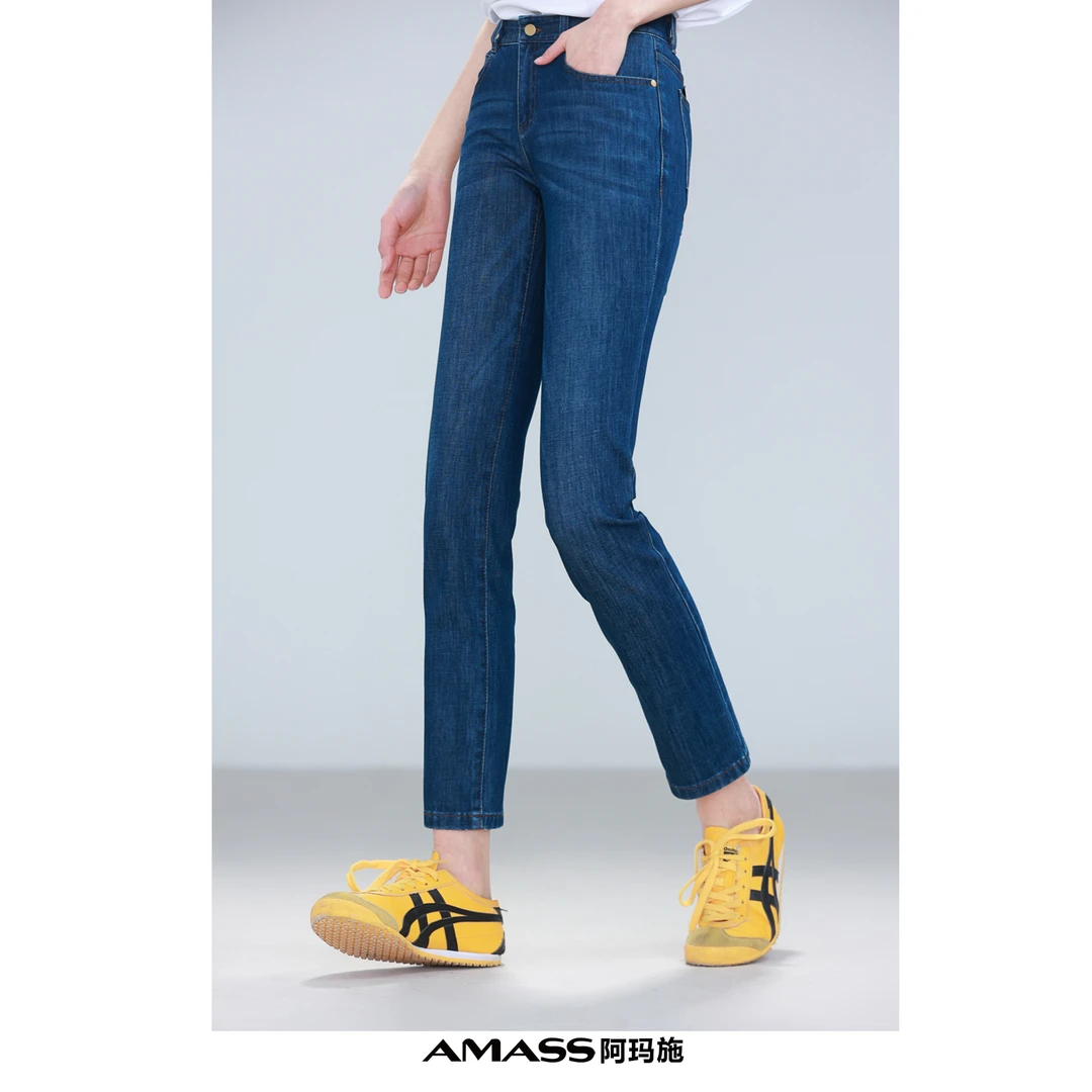 AMASS/阿玛施5100525 经典弹力显瘦时髦修身休闲百搭九分裤牛仔裤