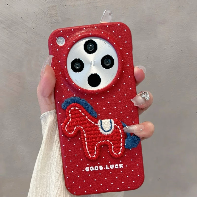 适用oppofindx8手机壳findx8s+马年findx8pro刺绣小马finx8s软壳