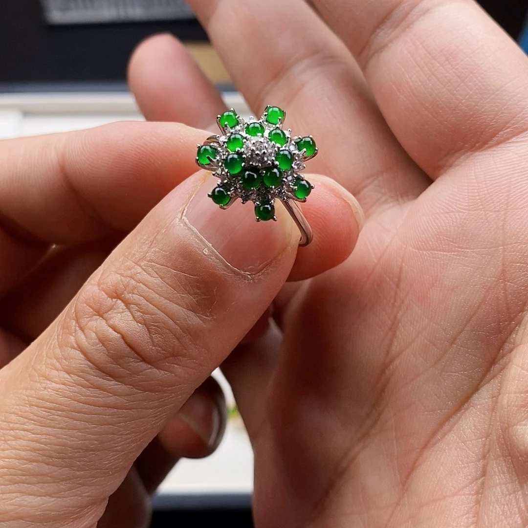 银S925镶嵌戒指翡翠李*峰戒指