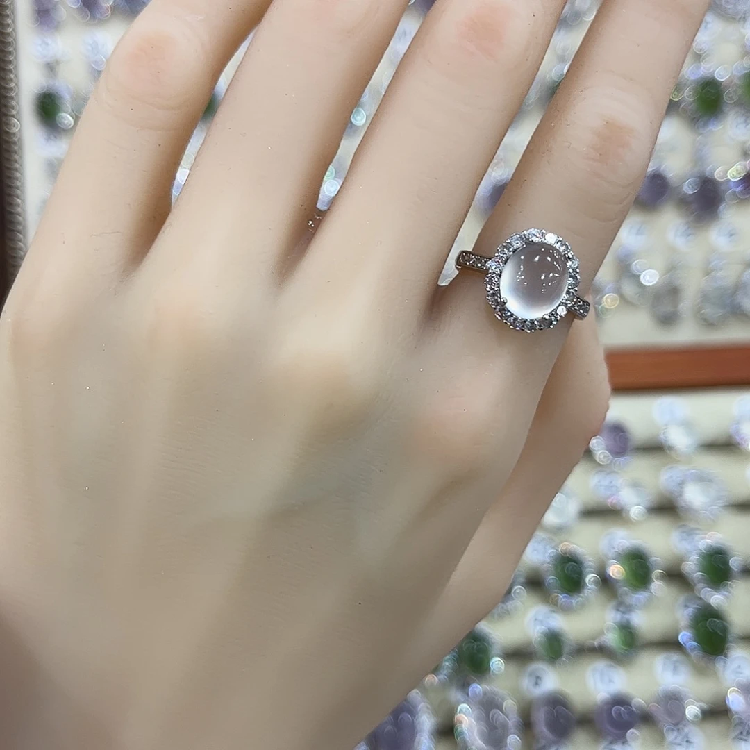 蛇纹石玉银S925镶嵌戒指