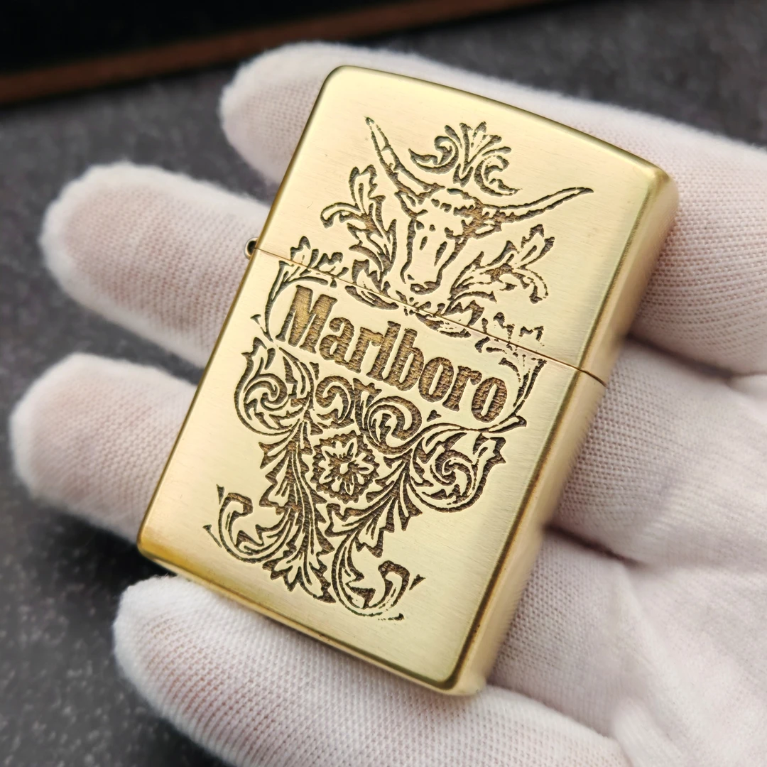 【老李推荐】Zippo打火机正品原装黄铜万宝路-775