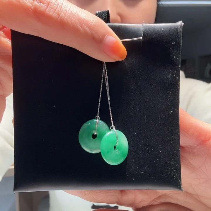 石英质玉银S925镶嵌耳环