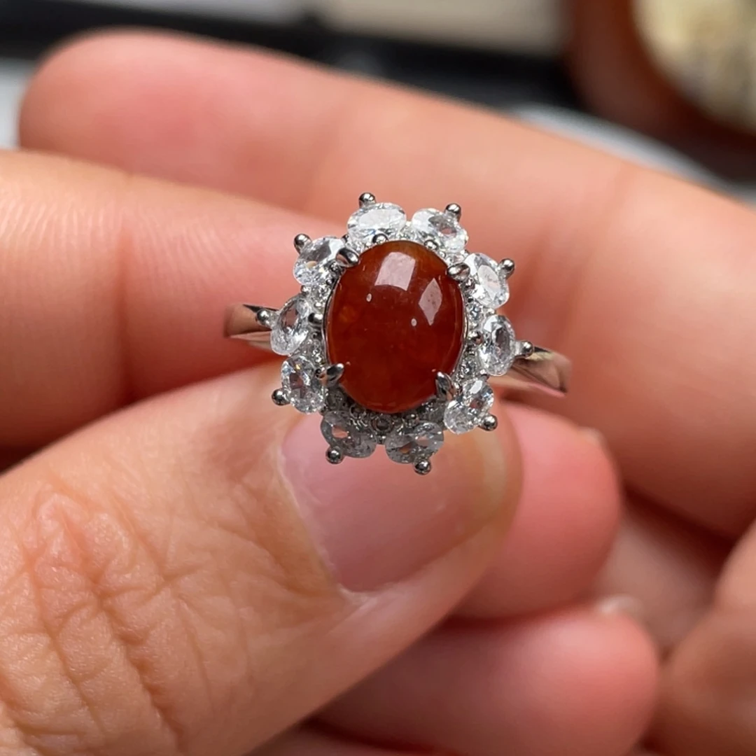 翡翠戒指银S925镶嵌纯天然缅甸翡翠