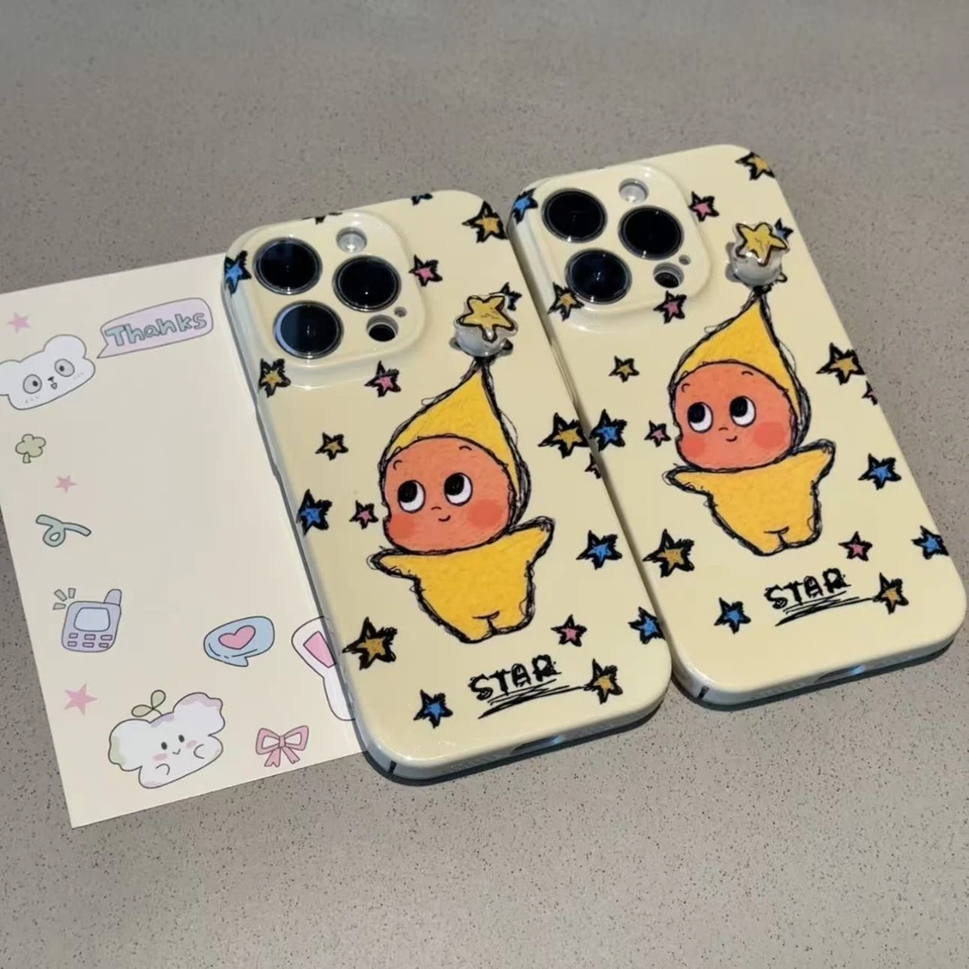 奥菲顿创意旋转小星星人适用苹果17/16菲林手机壳华为vivoppo小米