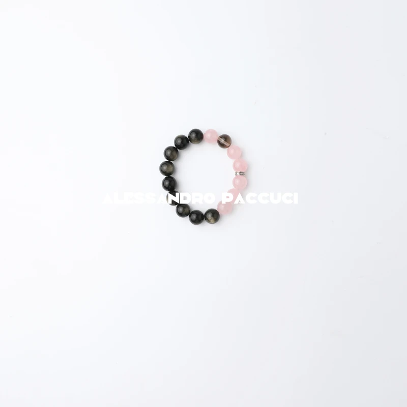 925银珐琅手链 AP洛哥52060EL【粉墨鎏晶】粉色+黑色串珠时尚手链