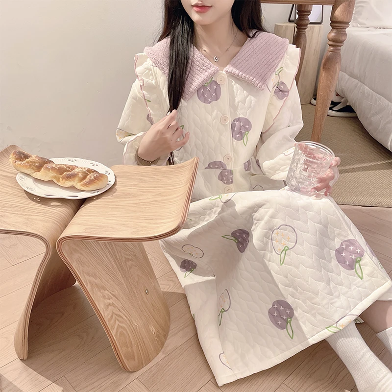 空气棉【买一送一】带胸垫纯棉哺乳长裙加肥加大孕妇宽松月子服睡裙