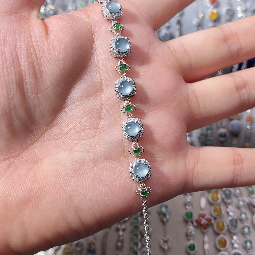 翡翠银S925镶嵌手链