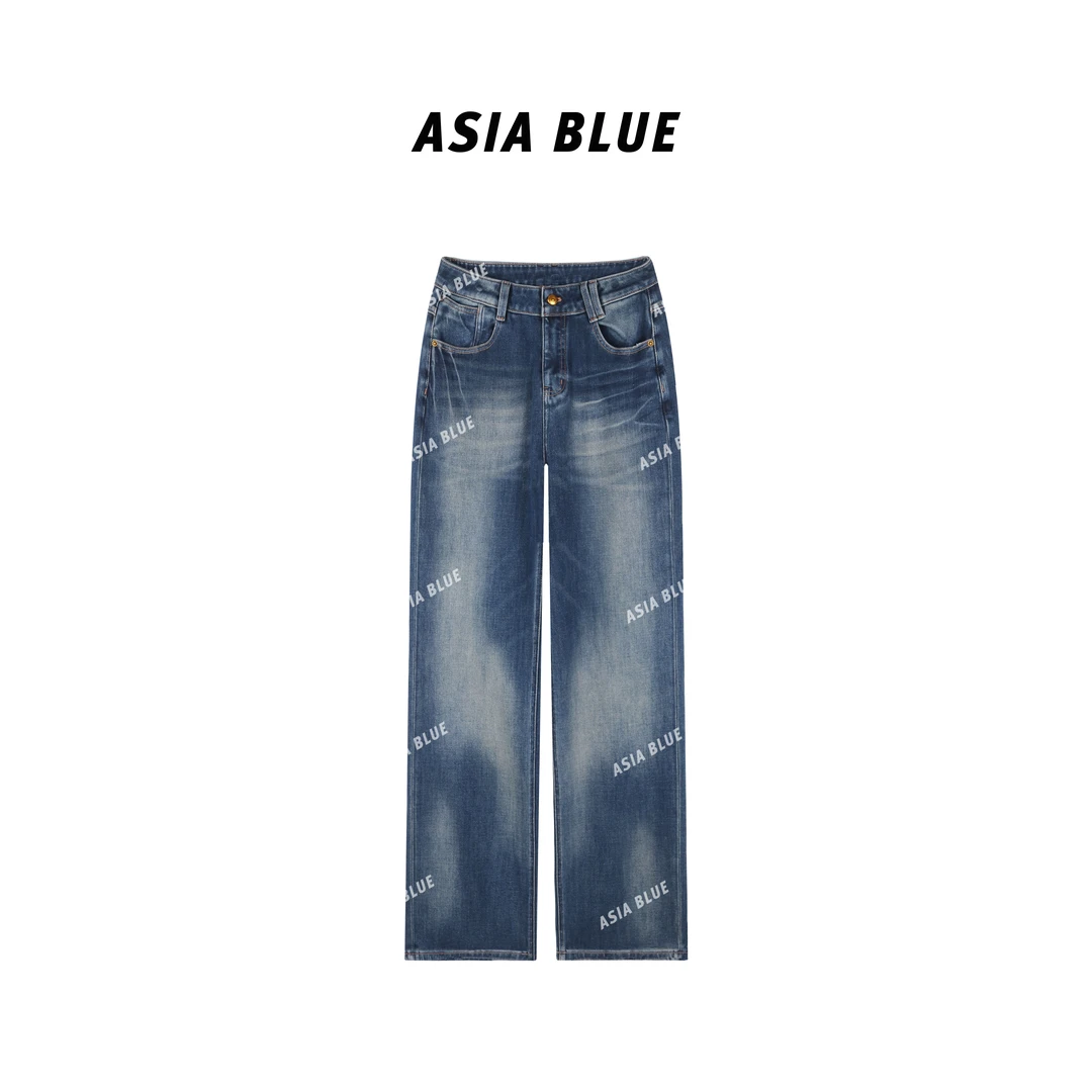 【ASIA BLUE】· 思归 · 秋冬款随便弹重工不规则洗水窄版直筒牛仔裤