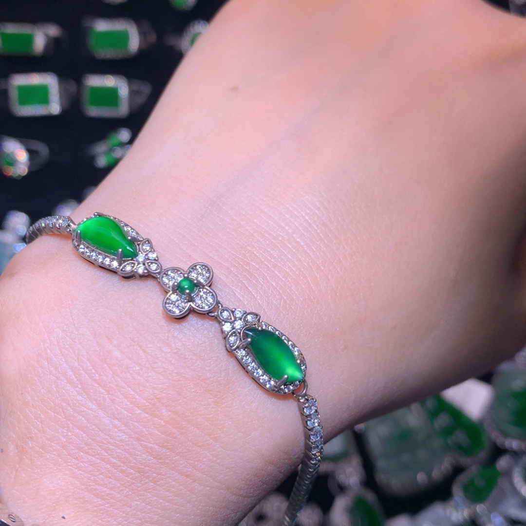 【闪购商品】翡翠银S925镶嵌颈饰天然翡翠