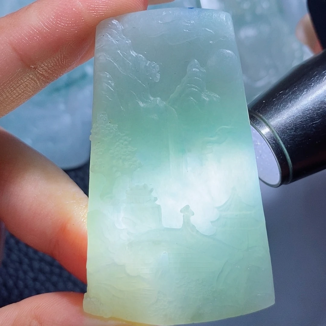 定制翡翠未镶嵌毛货付款后确认抛光