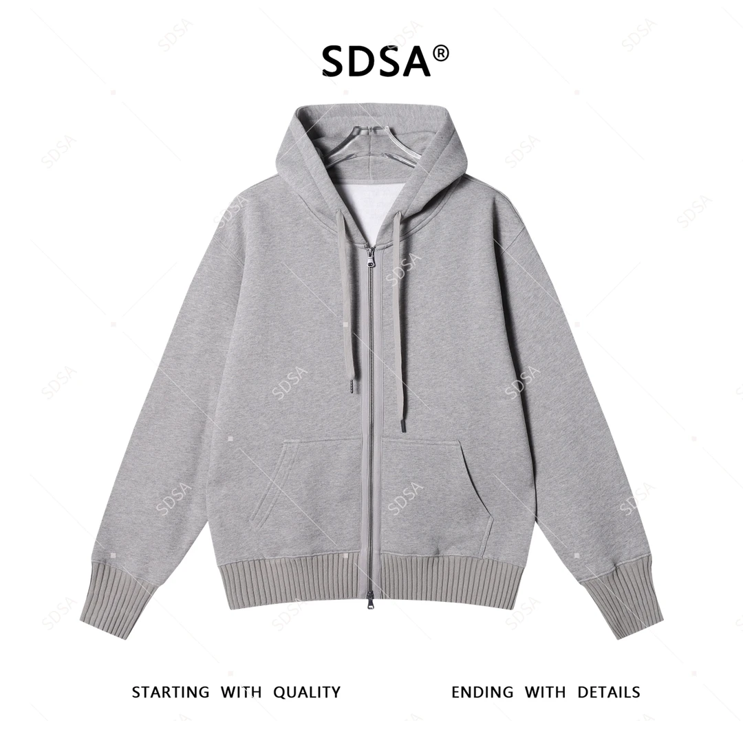 SDSA男士秋冬新款轻奢痞帅男装韩版抽绳连帽休闲开衫卫衣简约百搭