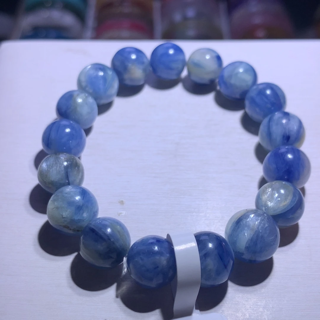 水晶银S925镶嵌手串蓝晶12.7m