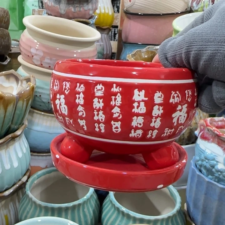 凑9块包邮，有孔，陶瓷花盆