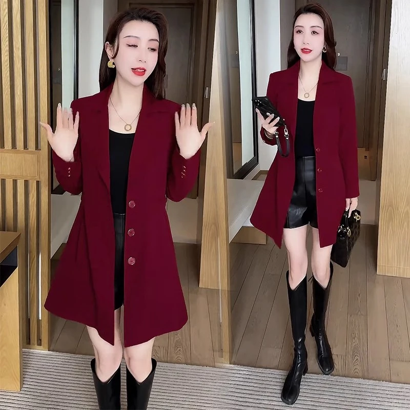 风衣外套女2025春季新款洋气小个子收腰显瘦中长款西装领气质大衣