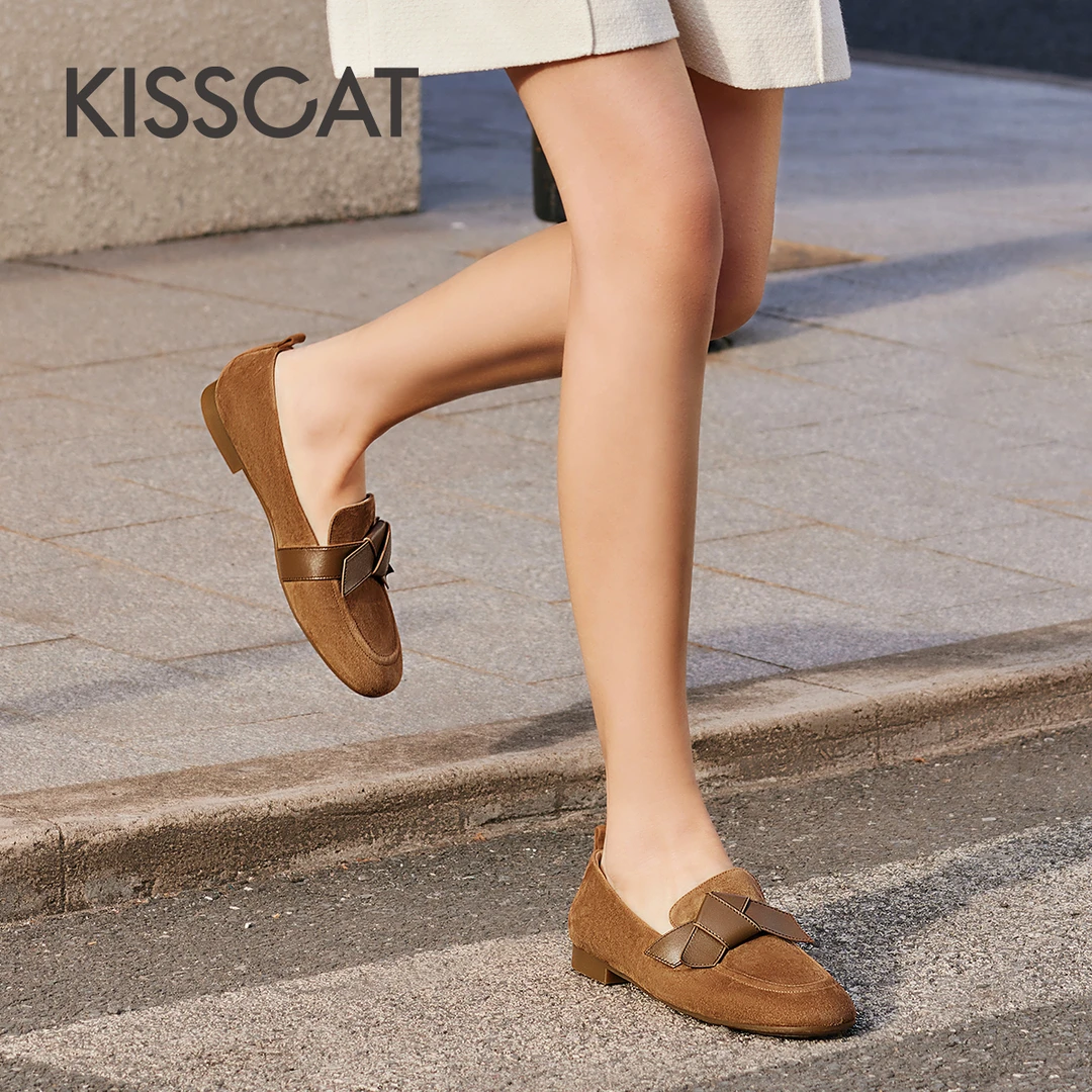 【商场同款】接吻猫新款圆头好彩乐福鞋休闲软底单鞋KA54201-51