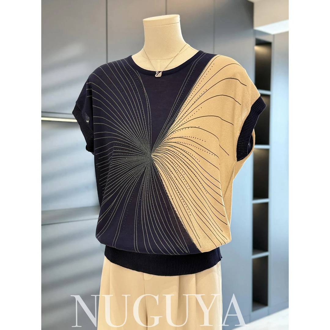 夏季新款妈妈装简约冰丝短袖T恤女士薄款时尚针织中老年时尚洋气