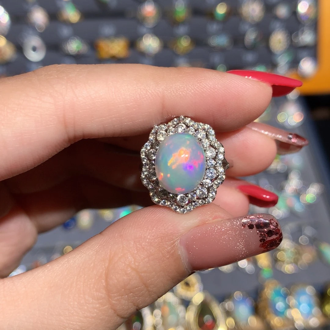 银S925镶嵌欧泊欧泊戒指y