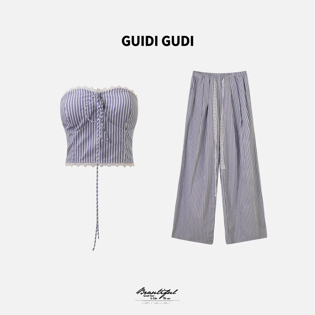 GUIDI GUDI【星河之路】黄加蓝两件套背心+休闲裤套装