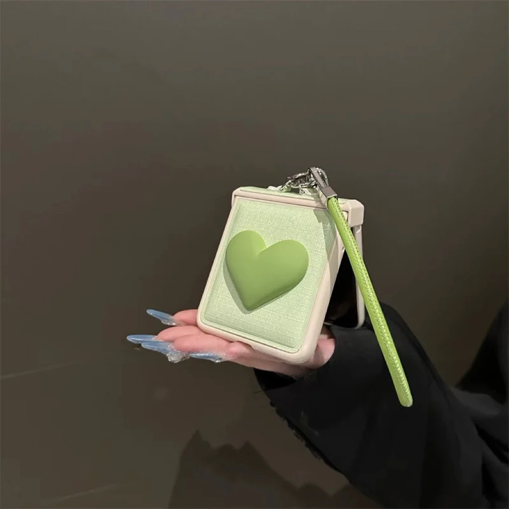 小清新绿立体爱心适用华为pocket2手机壳magicvflip手提novaflip