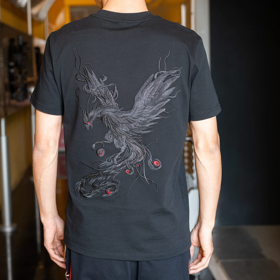 【凤凰涅槃】凤凰刺绣短袖T恤纯棉夏季国潮中国风宽松半袖男士圆领