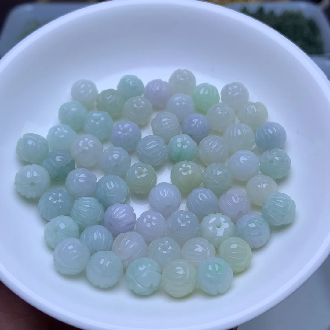 散珠翡翠卡8.7冰紫绿莲花珠22个